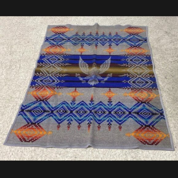 Pendleton Beaver State Chief Eagle Seelatsee Yakima Wool Throw Blanket 52x70 Big - Picture 2 of 10